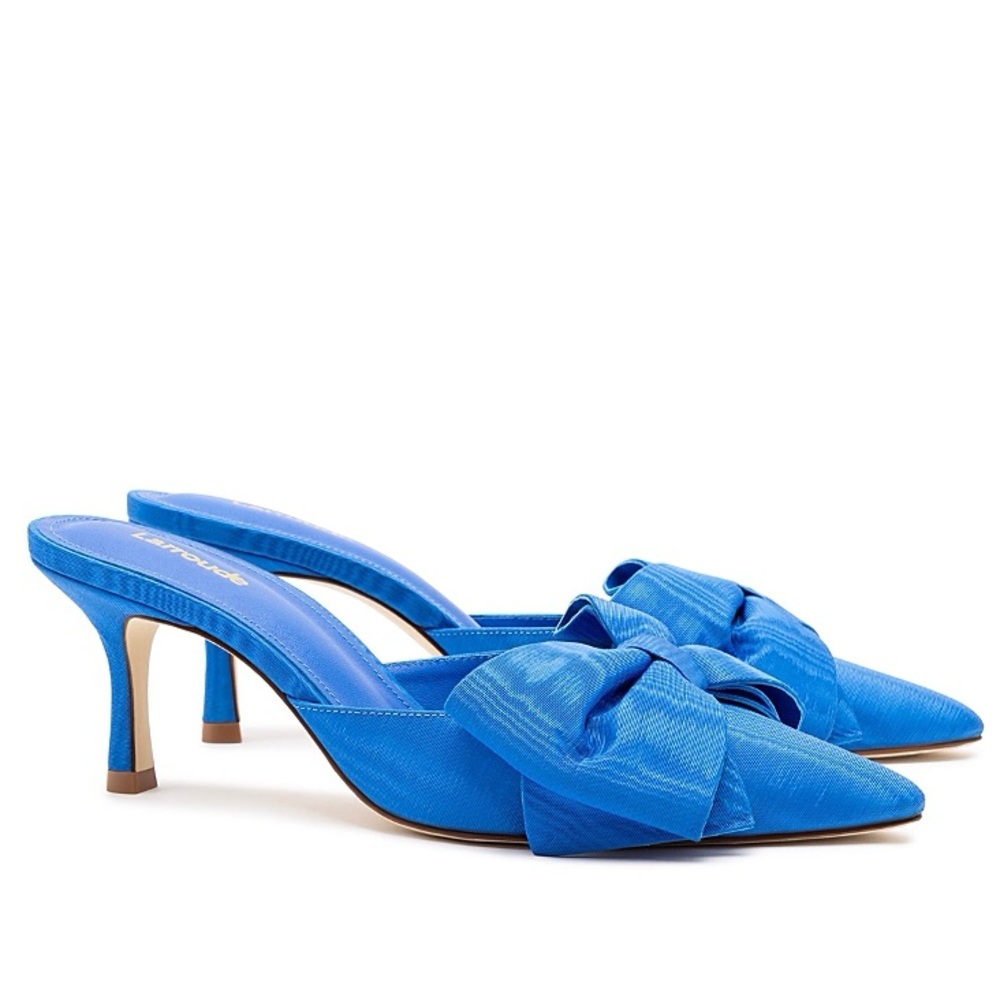 LARROUDÉ Mini Elle Pointed Toe Mid-Heel Pumps - Azure